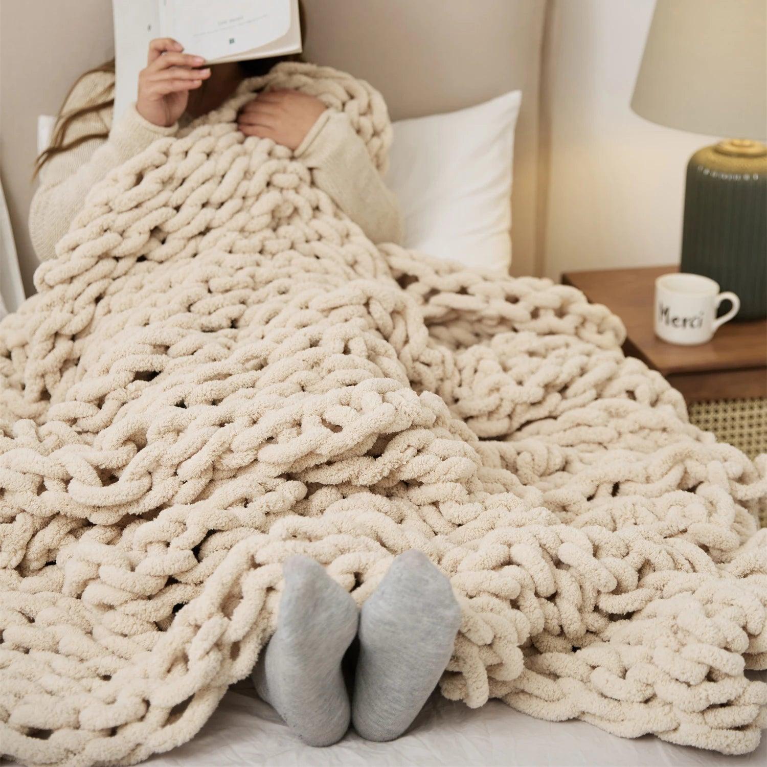 Cozy Chenille Chunky Knit Blanket - Timeless Home